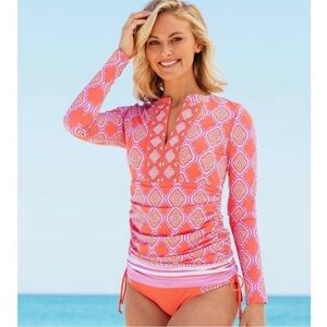 “CABANA LIFE” Coral Geo Rash Guard Cover Up